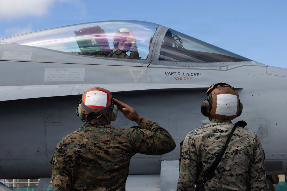 VMFA-232 perform flight operations out of Guam