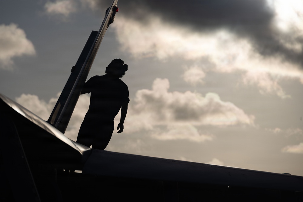 VMFA-232 perform flight operations out of Guam