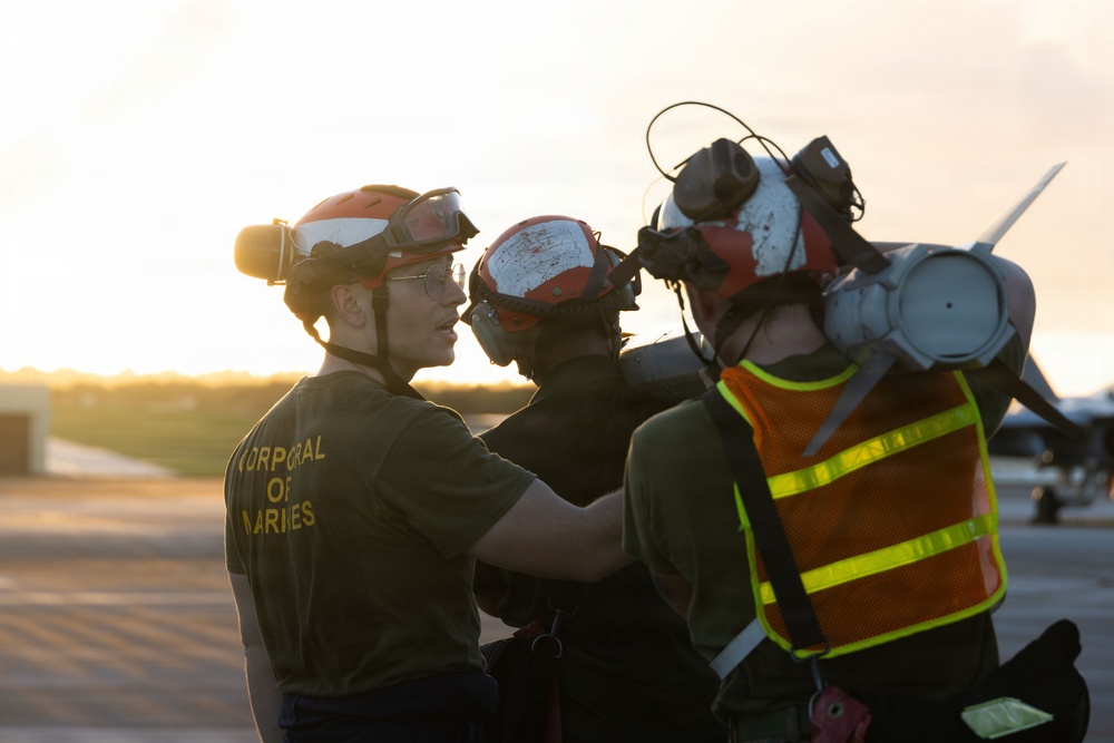 VMFA-232 perform flight operations out of Guam