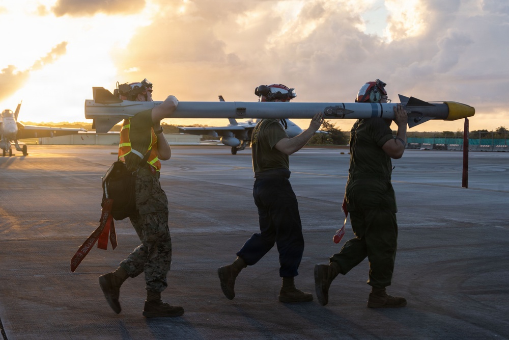 VMFA-232 perform flight operations out of Guam
