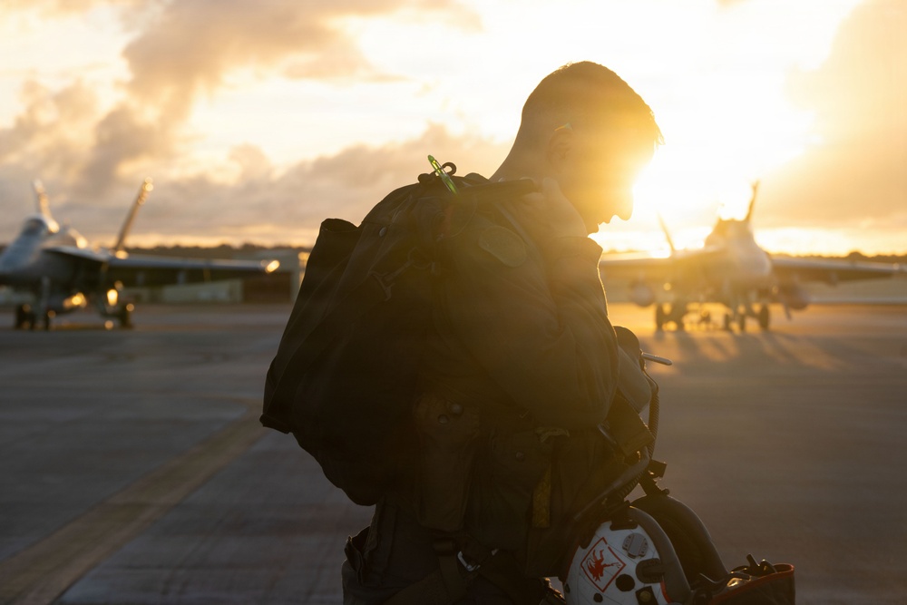 VMFA-232 perform flight operations out of Guam