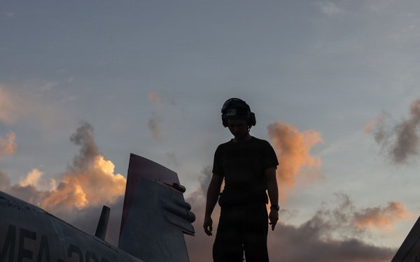 VMFA-232 perform flight operations out of Guam