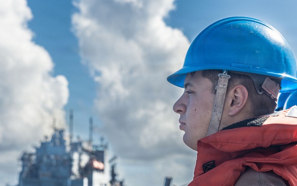 USS Bainbridge Replenishment-at-Sea with USNS Robert E. Peary