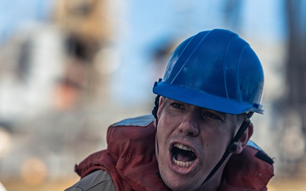 USS Bainbridge Replenishment-at-Sea with USNS Robert E. Peary