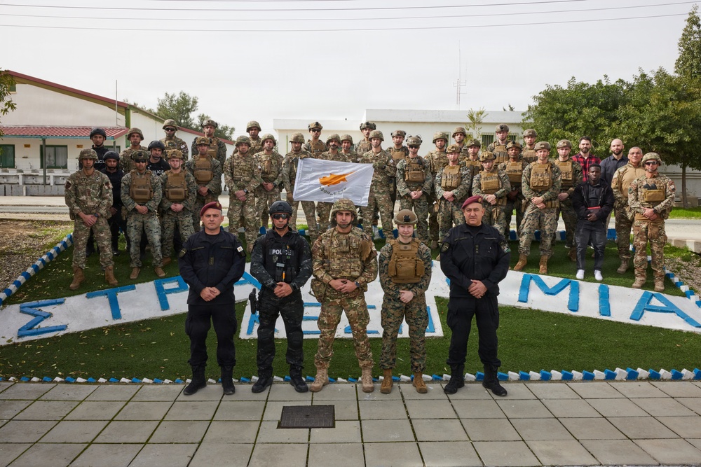 U.S. Marines with FAST Company Europe and Cyprus National Guard conduct use of force training