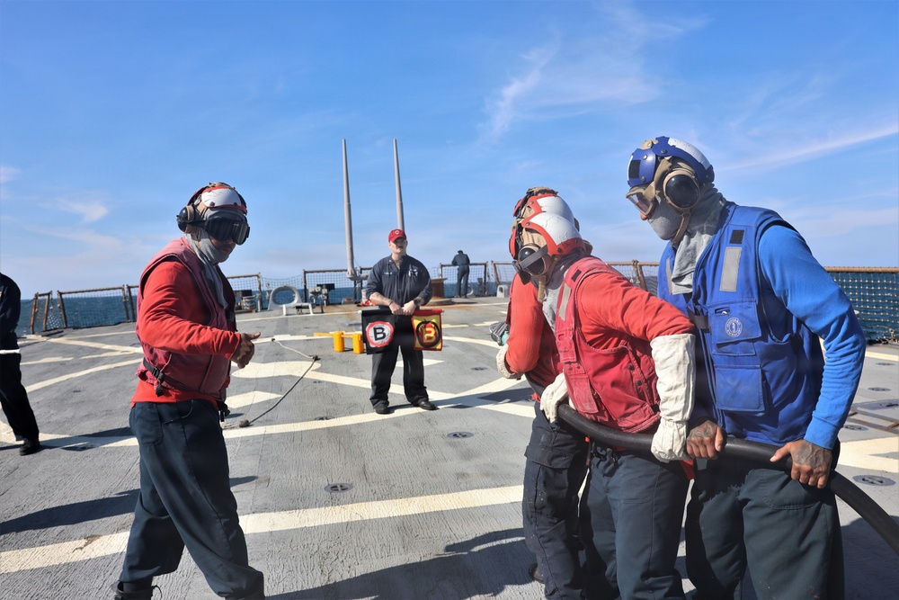USS McFAUL Conducts Flight Deck Firefighting Drill