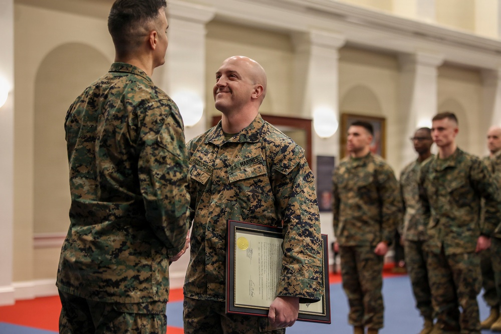 Marines in Guard Company Advance in Rank at Marine Barracks Washington