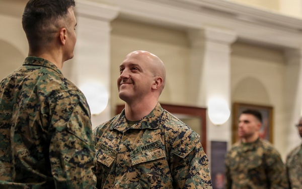 Marines in Guard Company Advance in Rank at Marine Barracks Washington