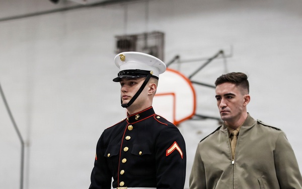 U.S. Marine Corps Official Color Guard Conducts Ceremonial Drill School Evaluation