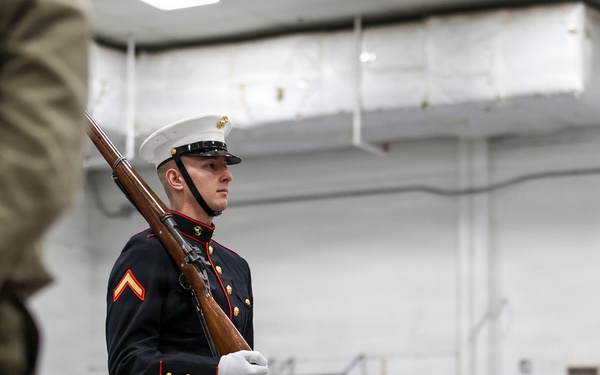 U.S. Marine Corps Official Color Guard Conducts Ceremonial Drill School Evaluation