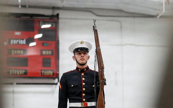 U.S. Marine Corps Official Color Guard Conducts Ceremonial Drill School Evaluation