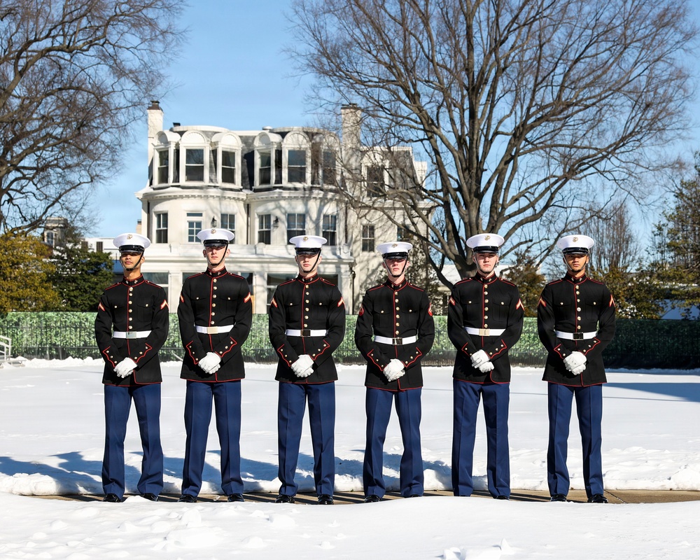 U.S. Marine Corps Official Color Guard Conducts Ceremonial Drill School Evaluation