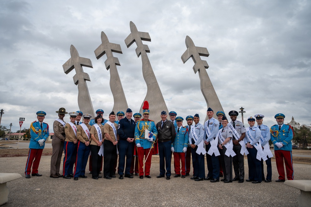 Texas Cavaliers and San Antonio Fiesta Military Ambassadors gift AETC with river parade tickets