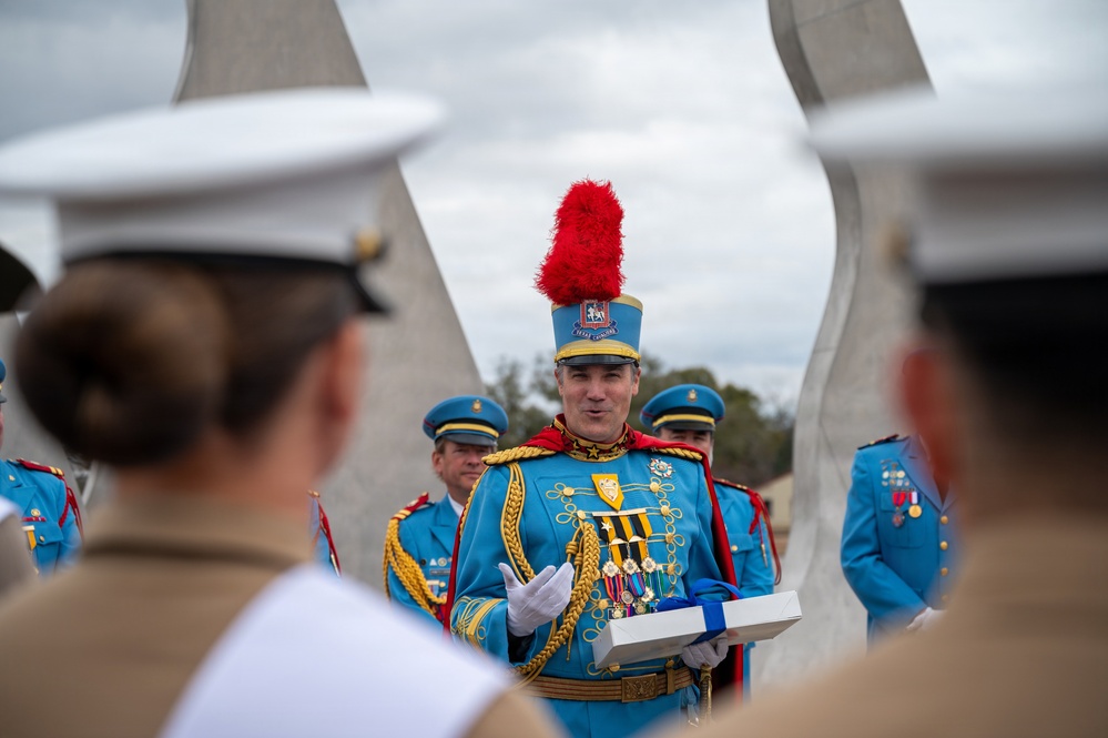 Texas Cavaliers and San Antonio Fiesta military ambassadors gift AETC with river parade tickets