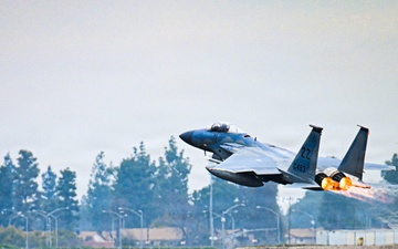 144th FW F-15C Hazy Morning Takeoff