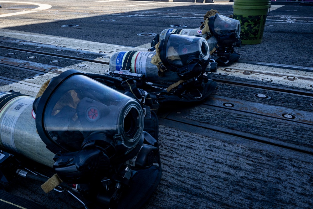 Self-Contained Breathing Apparatus (SCBA) are Staged on the Flight Deck
