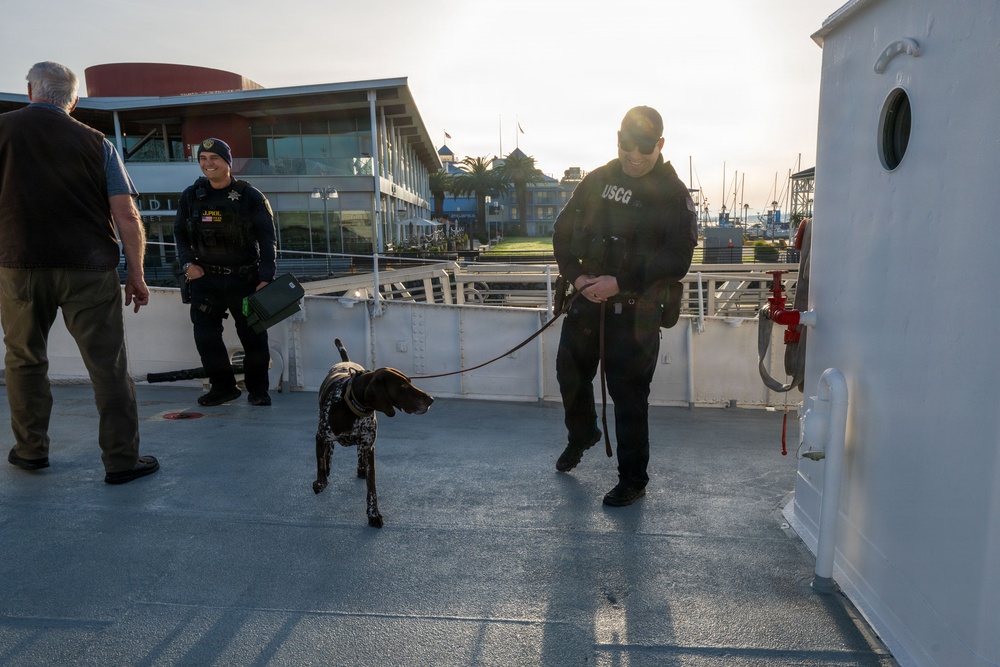 U.S. Coast Guard K-9 Units train on USS Potomac