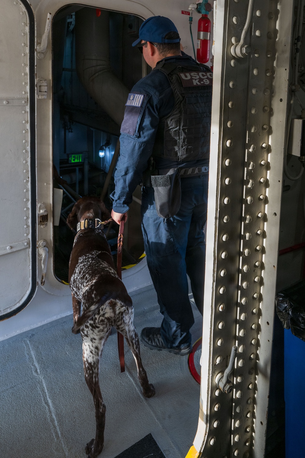 U.S. Coast Guard K-9 Units train on USS Potomac