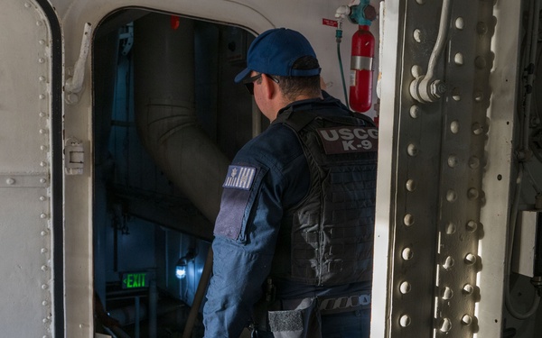 U.S. Coast Guard K-9 Units train on USS Potomac