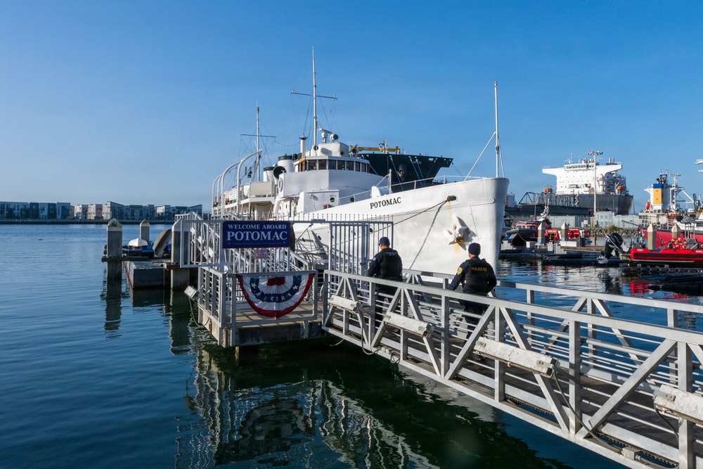U.S. Coast Guard K-9 Units train on USS Potomac