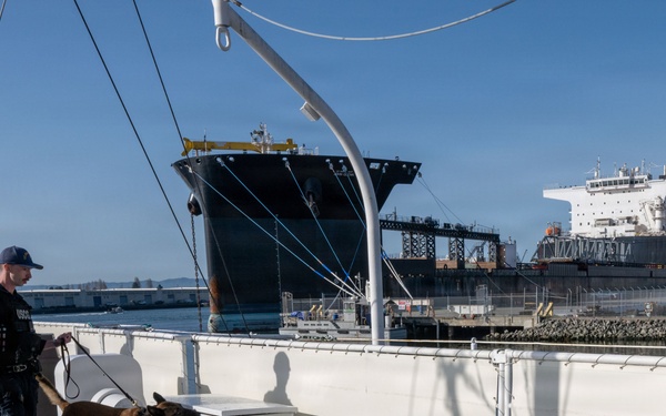 U.S. Coast Guard K-9 Units train on USS Potomac