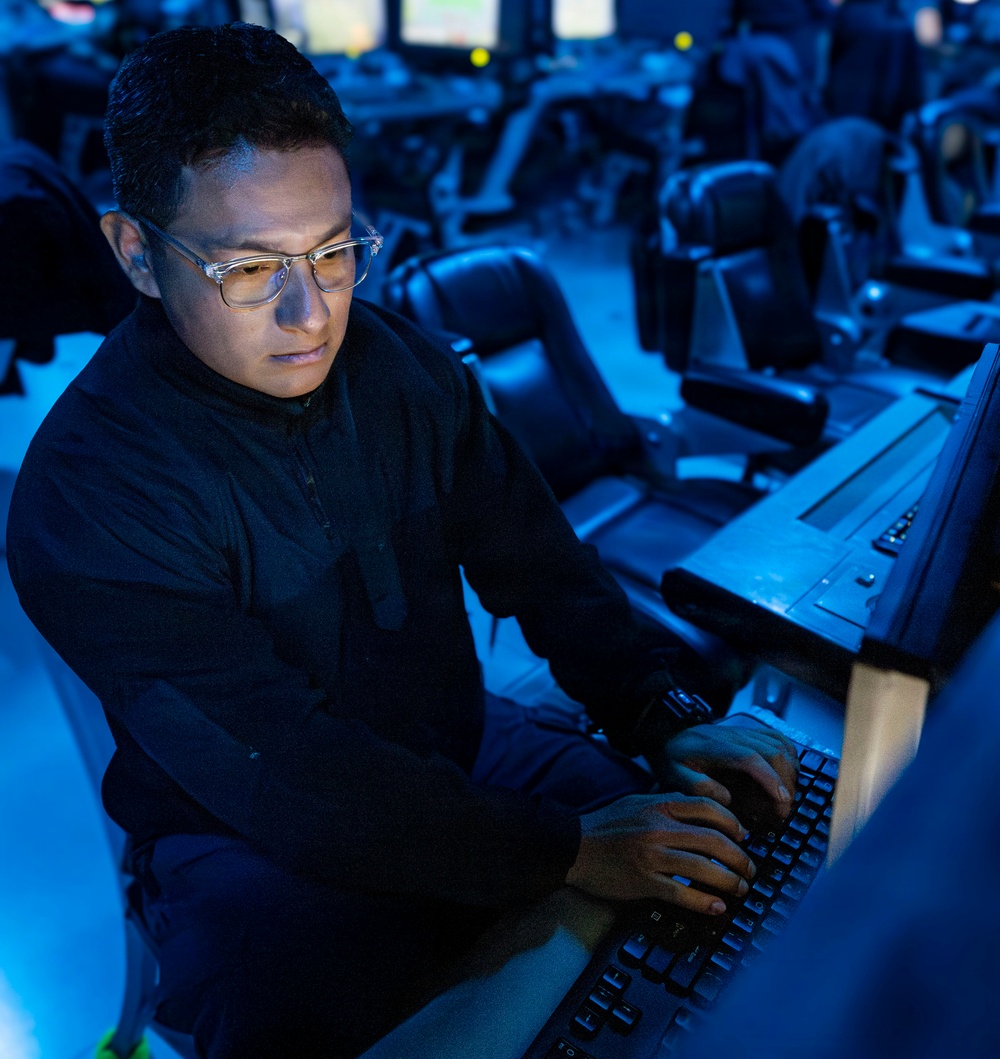 U.S. Sailor Stands Watch in Combat Information Center