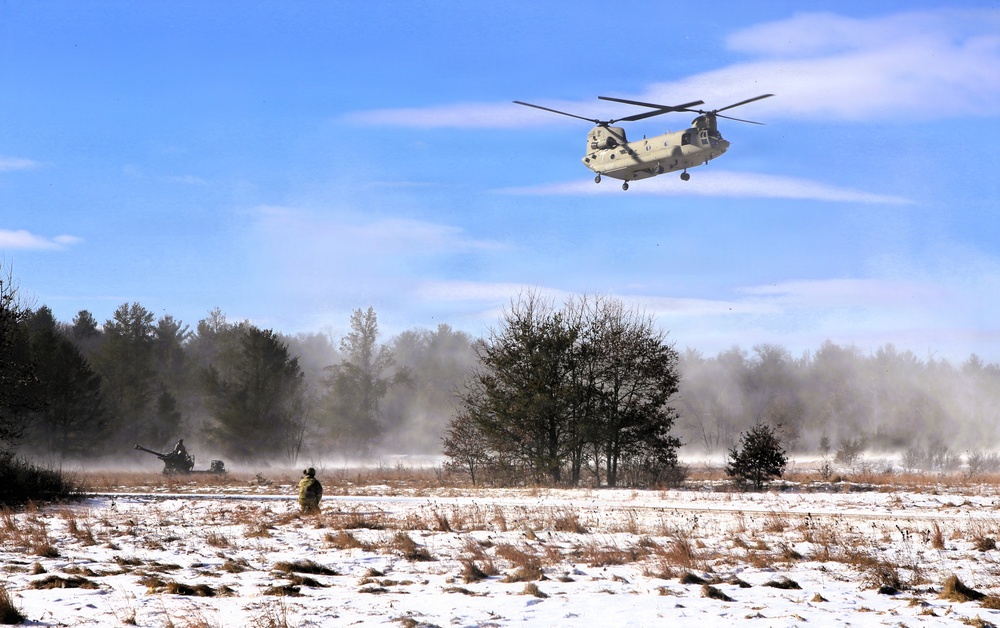 Wisconsin National Guard’s 1st Battalion, 120th Field Artillery holds winter sling-load training at Fort McCoy