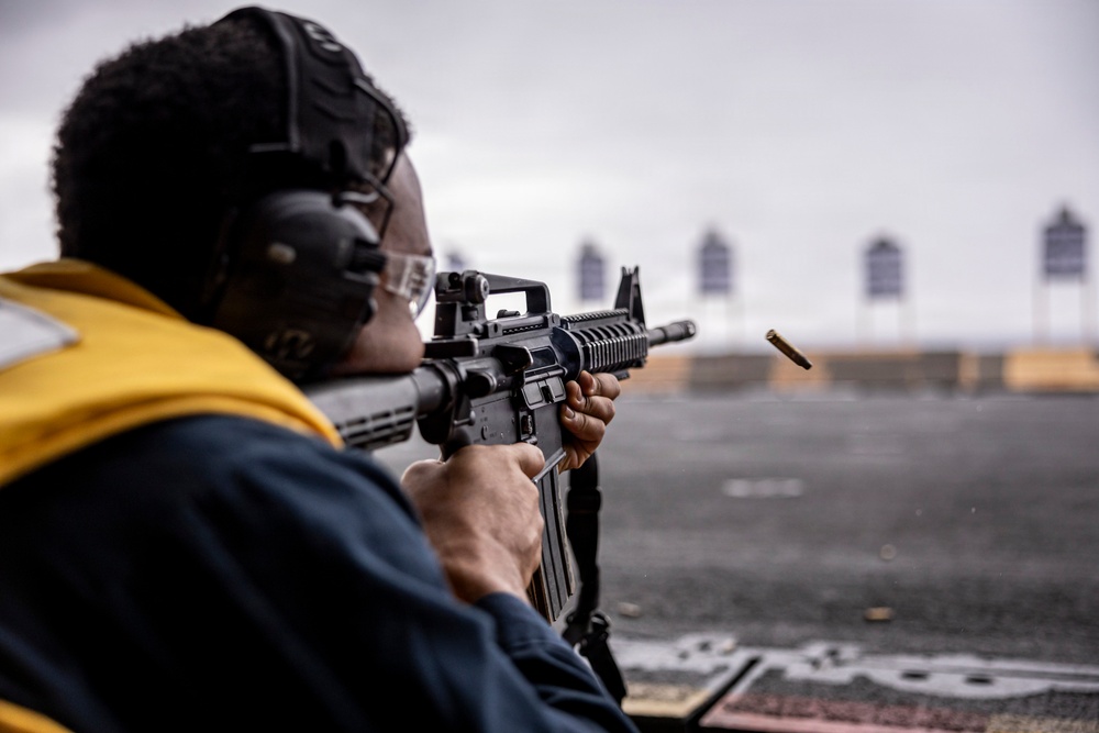 USS Iwo Jima Sailors Conduct a Live Fire Exercise