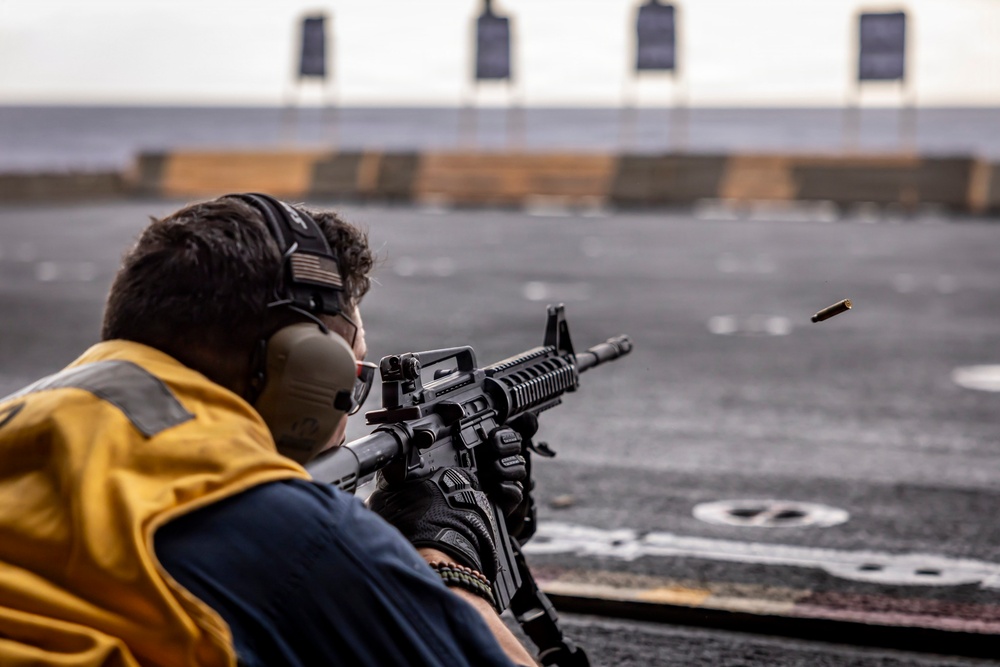 USS Iwo Jima Sailors Conduct a Live Fire Exercise
