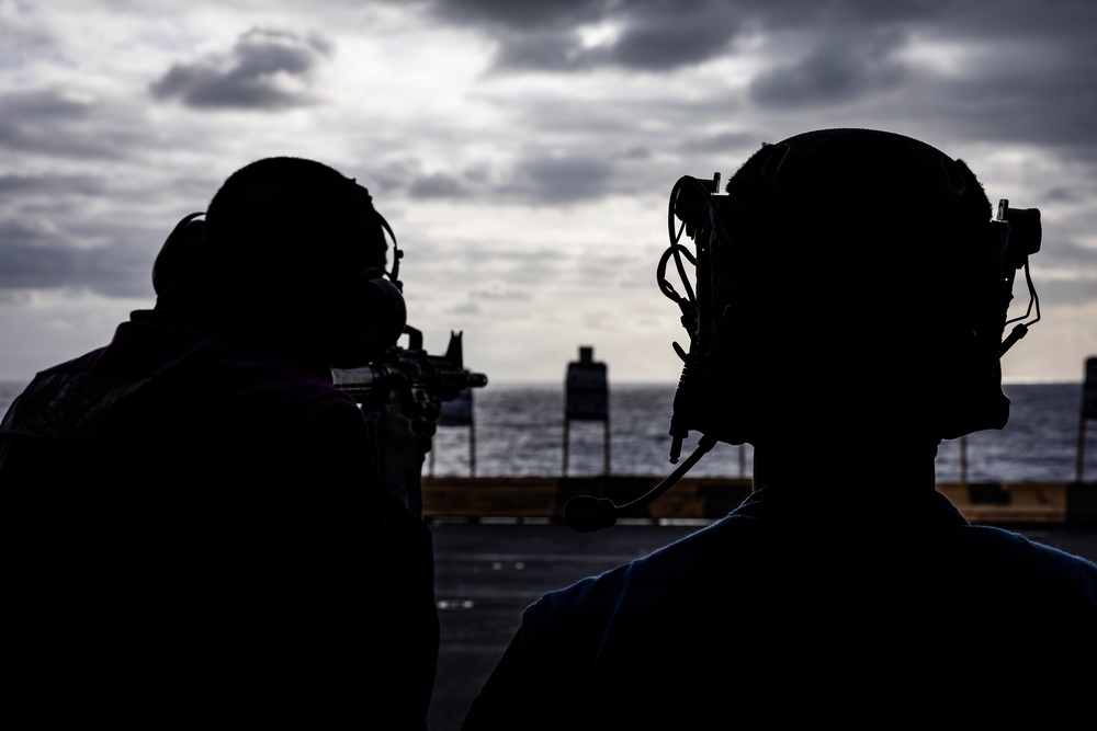 USS Iwo Jima Sailors Conduct a Live Fire Exercise