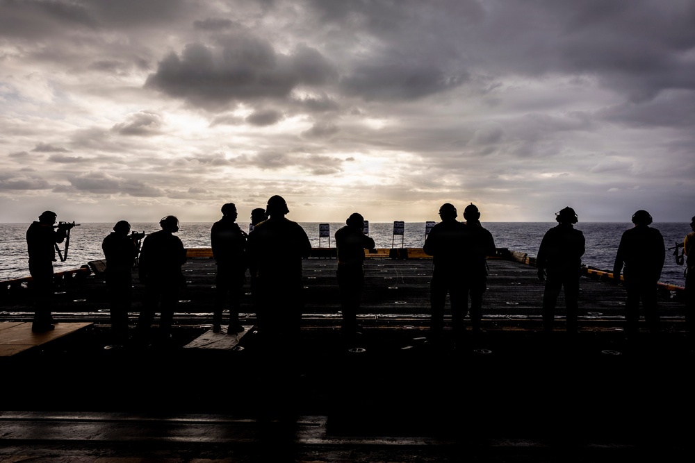 USS Iwo Jima Sailors Conduct a Live Fire Exercise