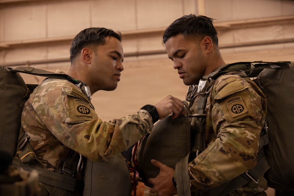 Twin Paratroopers take part in an airborne operation