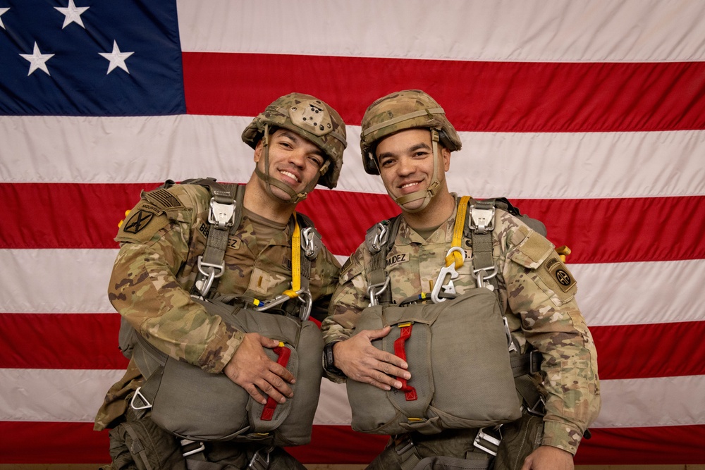 Twin Paratroopers take part in an airborne operation