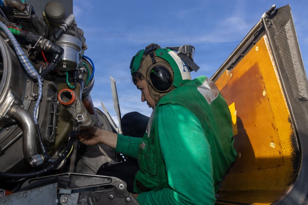 Iwo Jima Sailors Conduct Aircraft Maintenance