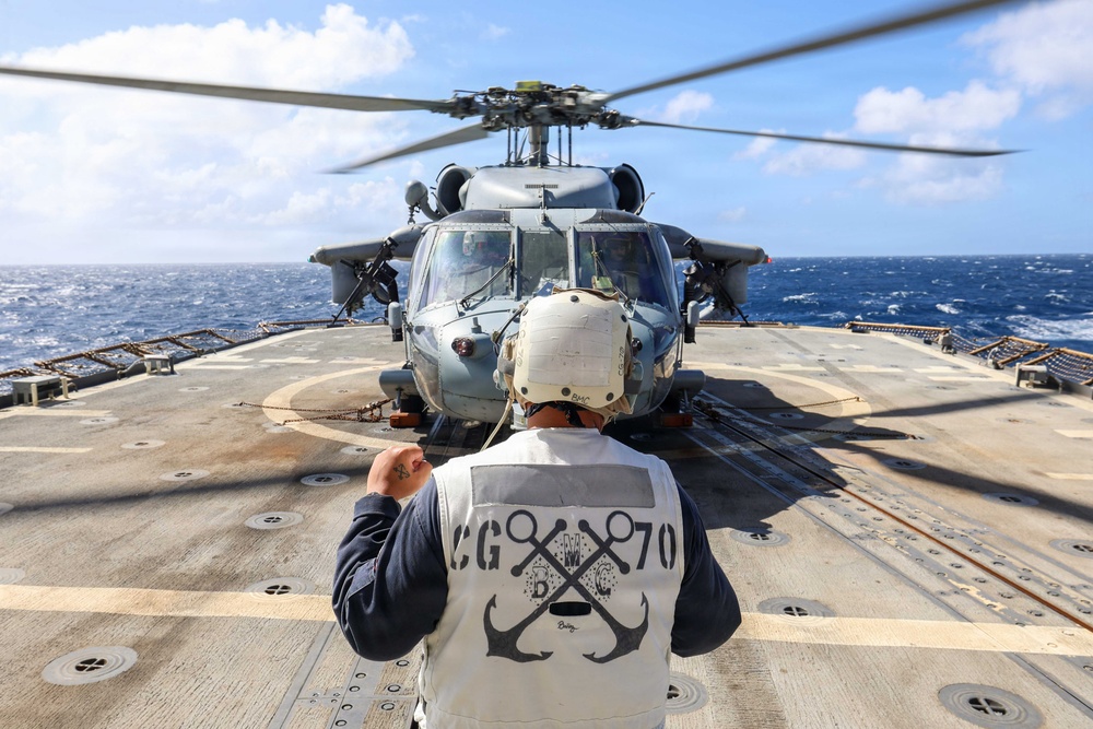 Flight quarters aboard USS Lake Erie (CG 70)