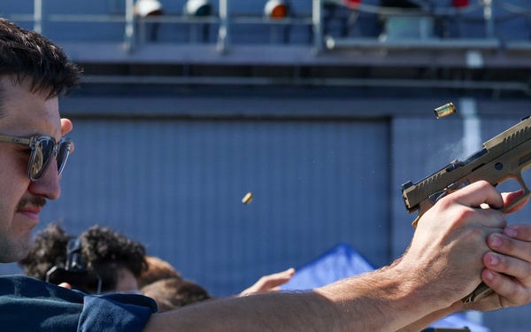 Small arms qualifications held on USS Lake Erie (CG 70)