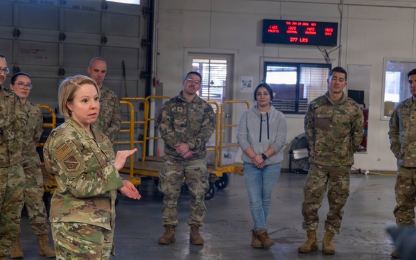 377 MSG Leadership speaks to 377 LRS members