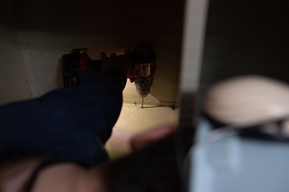 Ronald Reagan Sailors Work on Ship Components