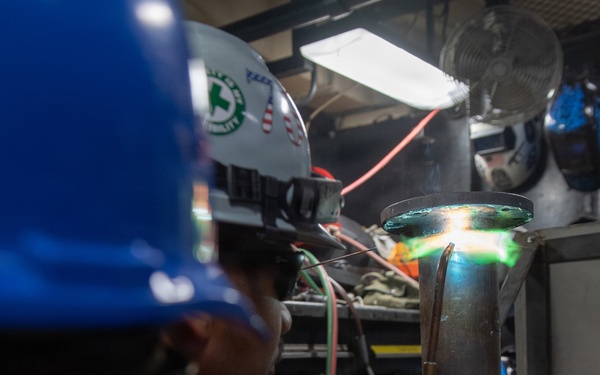 Ronald Reagan Sailors Work on Ship Components