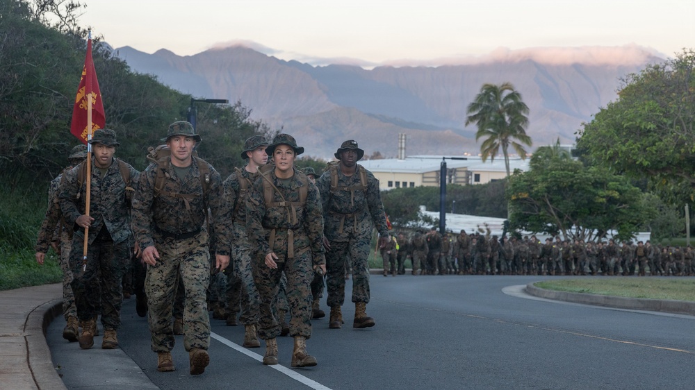 HQBN Conducts 10-km Hike at MCBH