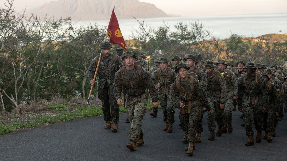 HQBN Conducts 10-km Hike at MCBH