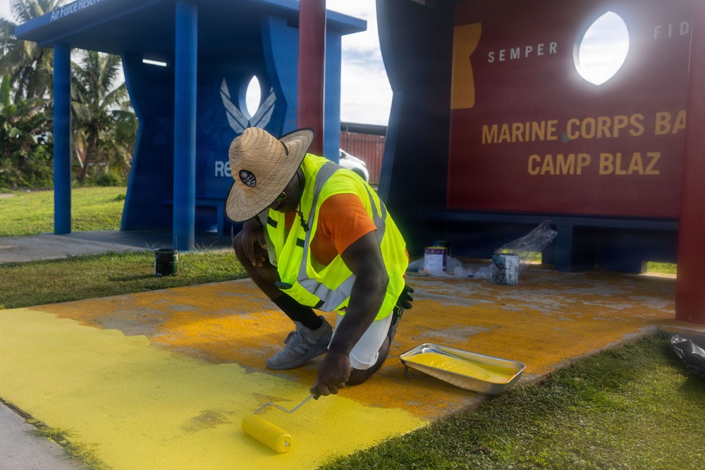 Camp Blaz Marines revitalize bus stop honoring Brig. Gen. Blaz