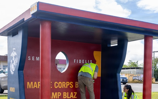Camp Blaz Marines revitalize bus stop honoring Brig. Gen. Blaz