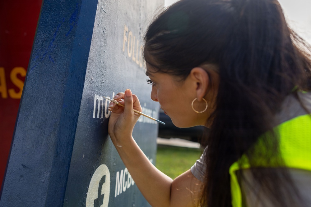 Camp Blaz Marines revitalize bus stop honoring Brig. Gen. Blaz