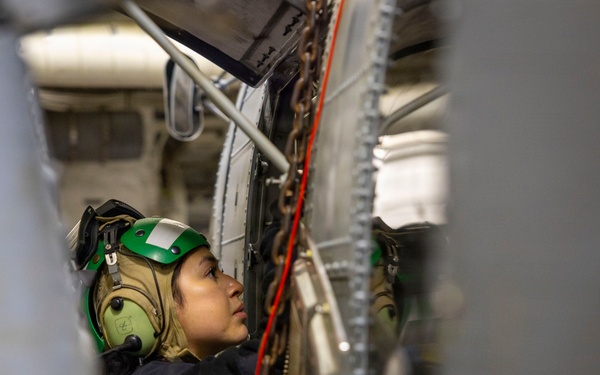 Sailors Assigned to HSM 51 Conduct Maintenance on Helicopters Aboard USS Dewey