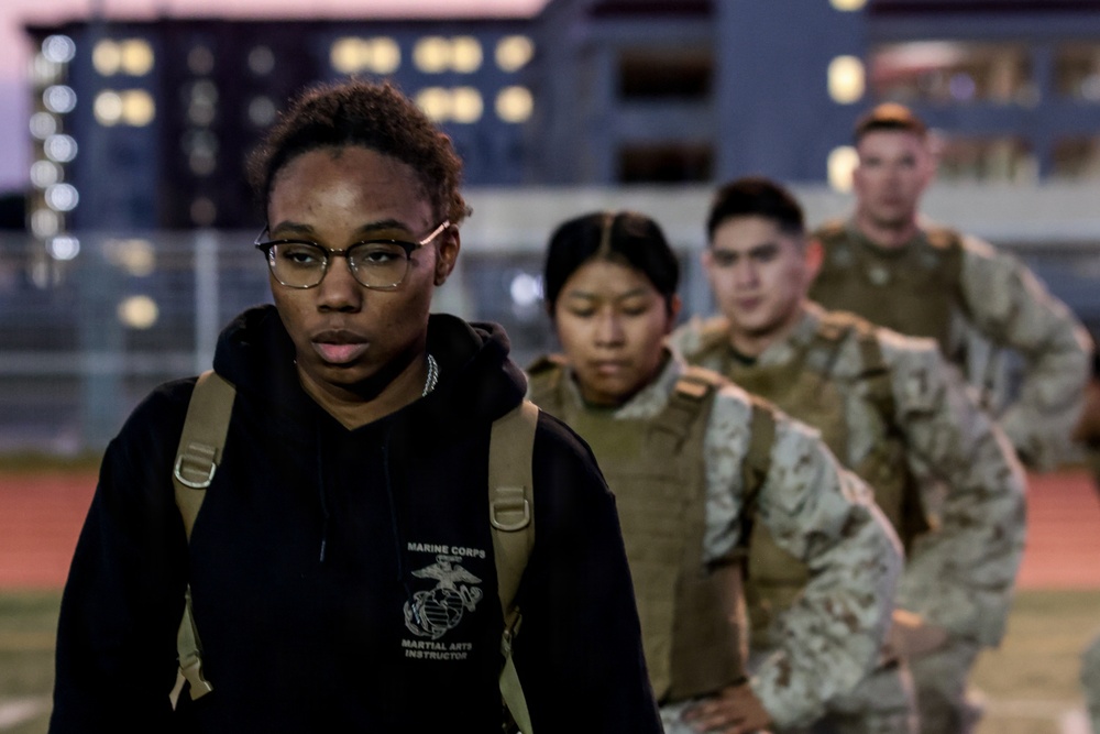 III Marine Expeditionary Force Support Battalion conducts physical training during Marine Corps Martial Arts Program