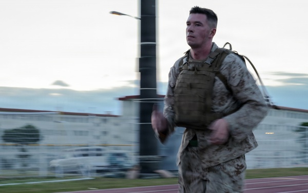 III Marine Expeditionary Force Support Battalion conducts physical training during Marine Corps Martial Arts Program