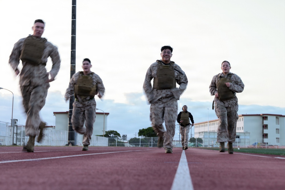 III Marine Expeditionary Force Support Battalion conducts physical training during Marine Corps Martial Arts Program