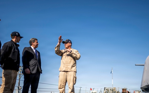 Deputy Secretary of State for Management and Resources, Michael J. Rigas tours USS Milius