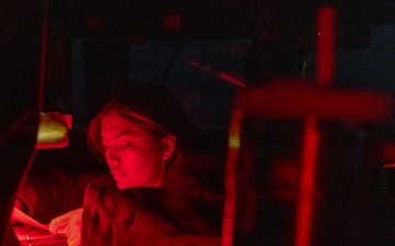 Sailors Aboard the USS Dewey Stand Watch While Operating in the Sea of Japan